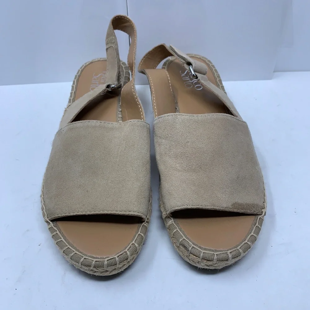 Franco Sarto Womens 7.5M Tan Suede Leanne Espadrille Wedge Sandals